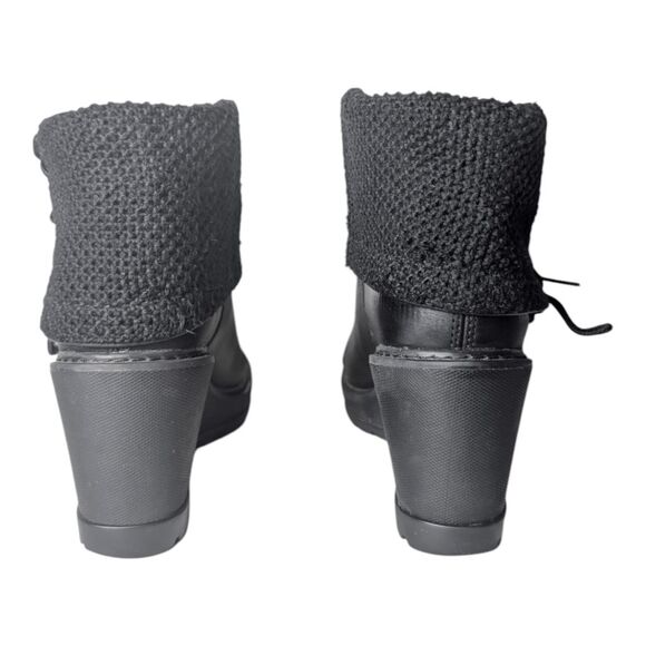 TIMBERLAND Kelli's Black Leather Fold Down Wedge Boot Size 8.5 - Picture 5 of 9